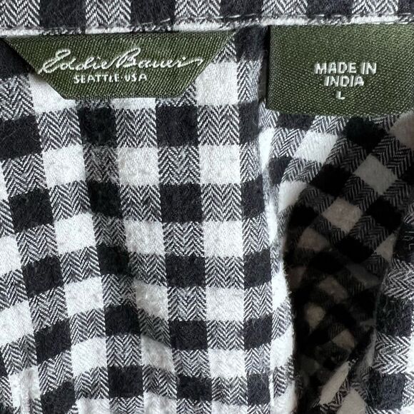 Eddie Bauer Buffalo plaid cotton flannel button down shirt size large - Picture 7 of 8